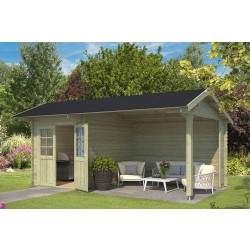 Outdoor Life Products | Tuinhuis met Overkapping Kenzo 540 x 300 | Geïmpregneerd | Olijfgroen